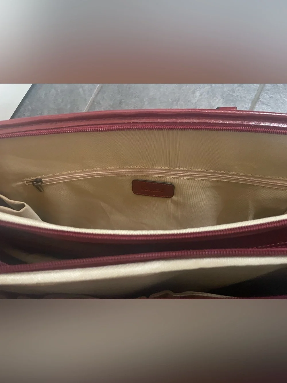 Kattee Burgundy Leather Briefcase Bag